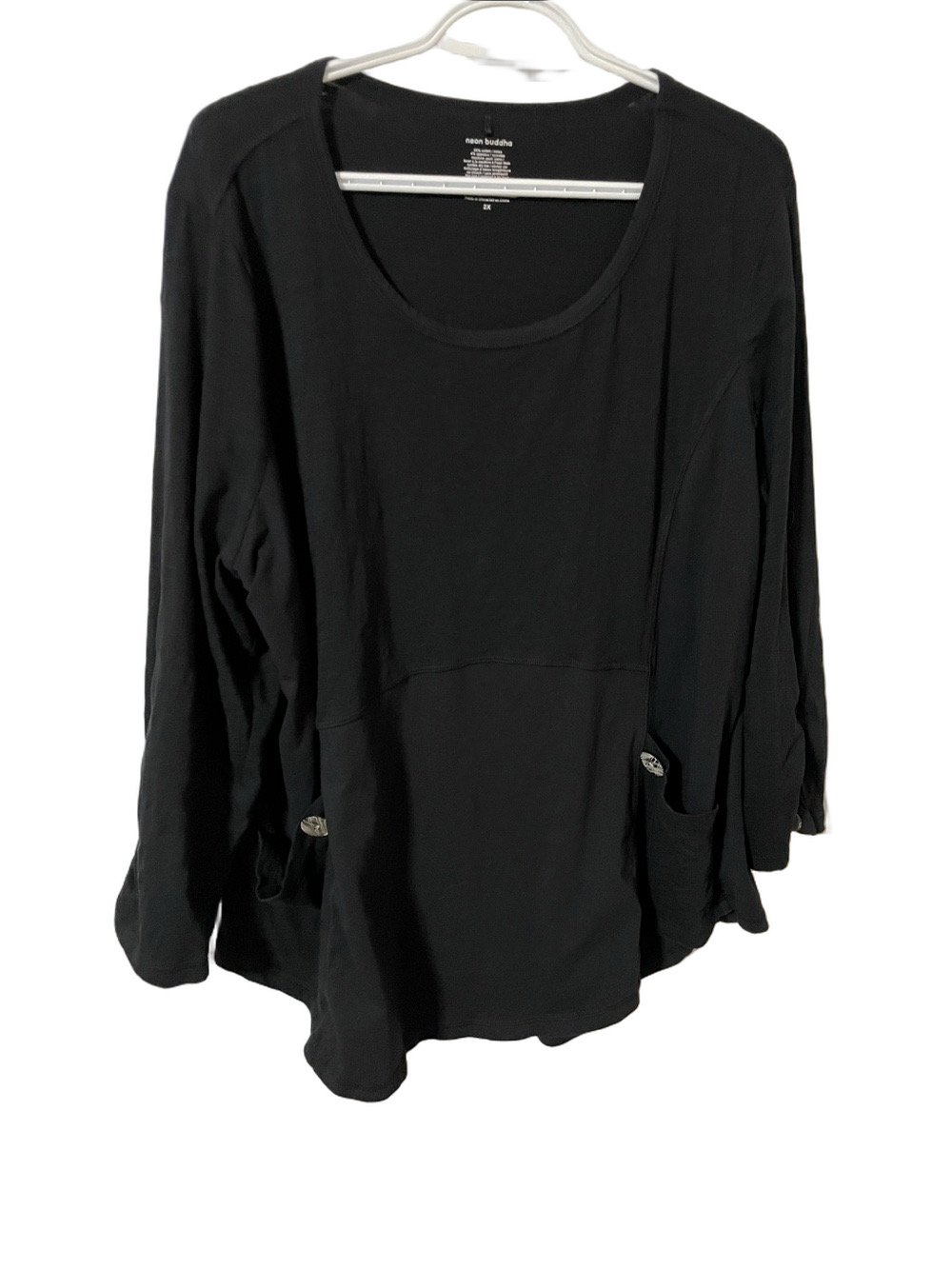 Neon Buddha Black Scoop Neck Long Sleeve Tunic Size 2X